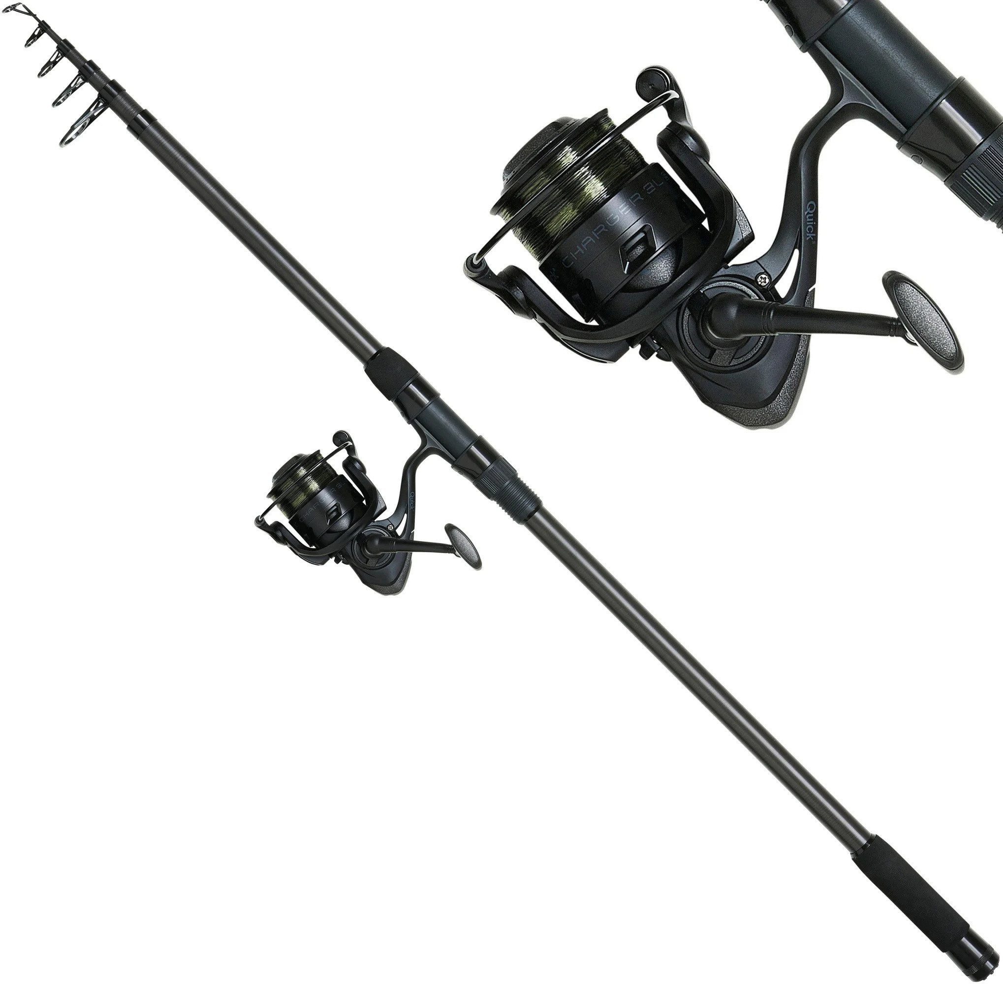DAM Fishing Karpfenrute SET DAM Tele Karpfenset Profi "Charger Tele Carp FD Combo" 3,60m, Schwarz Design