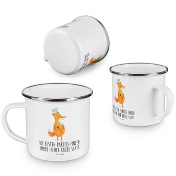 Mr. & Mrs. Panda Becher Fuchs Koch - Weiß - Geschenk, Metalltasse, Koch Geschenk, Blechtasse, Emaille, Liebevolles Design