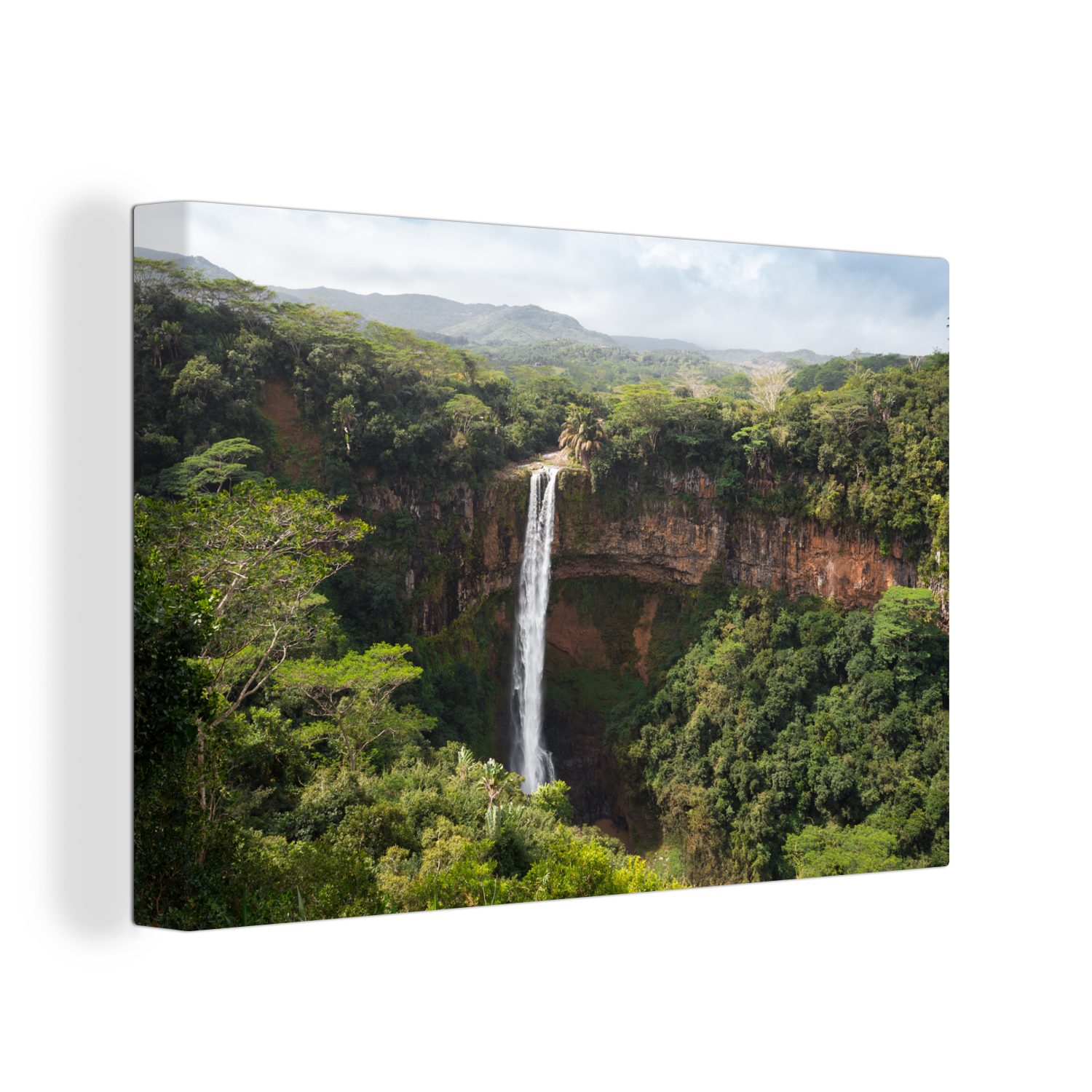 Aufhängefertig, - cm Tropisch Wandbild Wanddeko, Leinwandbild 30x20 Leinwandbilder, Wasserfall (1 Regenwald, - OneMillionCanvasses® St),