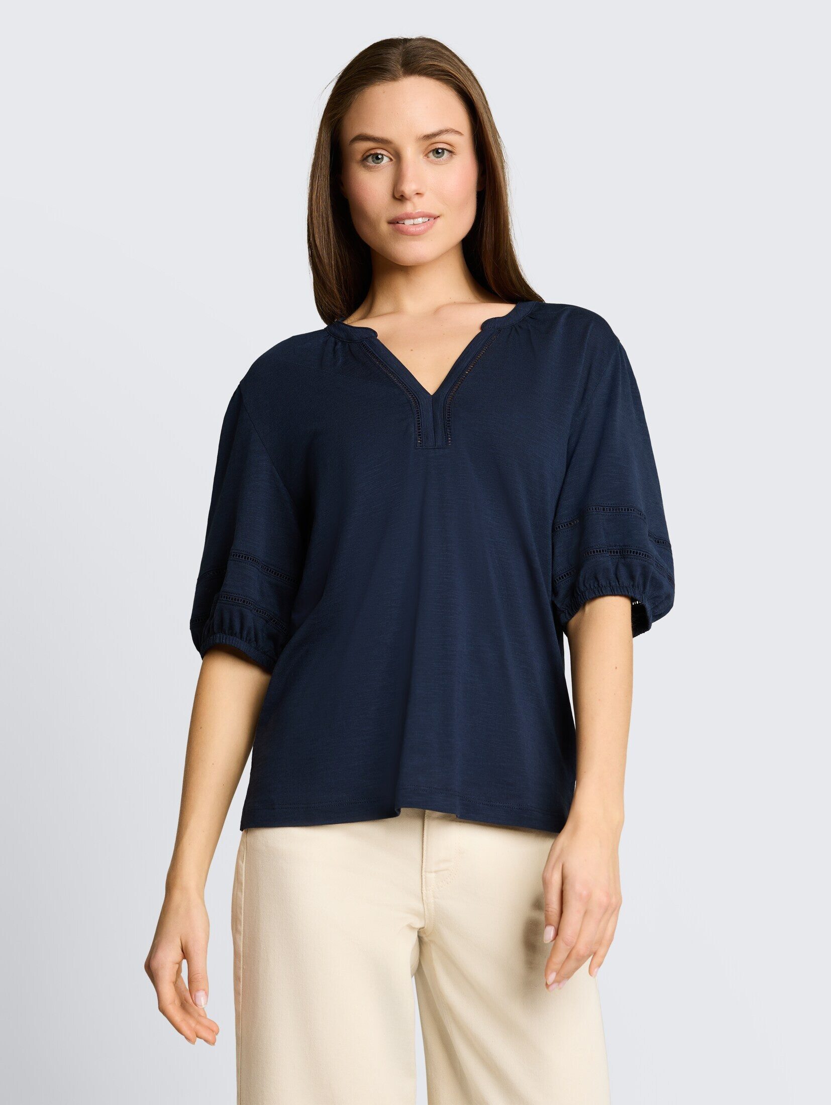 TOM TAILOR T-Shirt T-Shirt (im Einserpack) Blusenshirt mit Spitzendetails