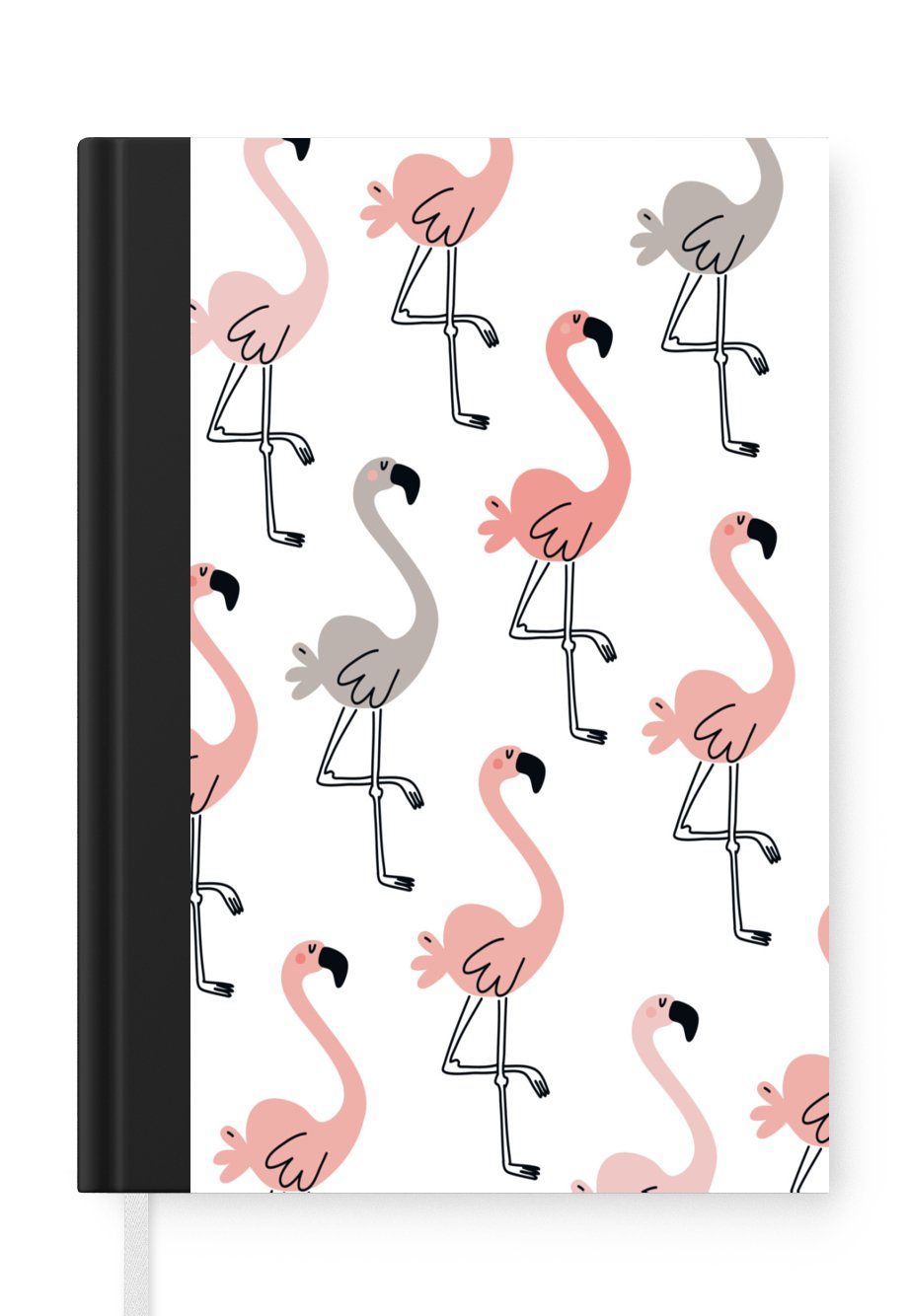 MuchoWow Notizbuch Flamingos - Rosa - Grau - Illustration - Kinder, Journal, Merkzettel, Tagebuch, Notizheft, A5, 98 Seiten, Haushaltsbuch