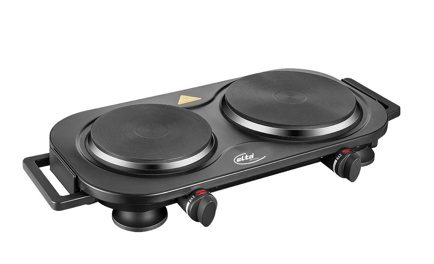 Elta Doppelkochplatte, Überhitzungsschutz, stufenlose Temperaturregelung, Anti-Rutsch-Füße
