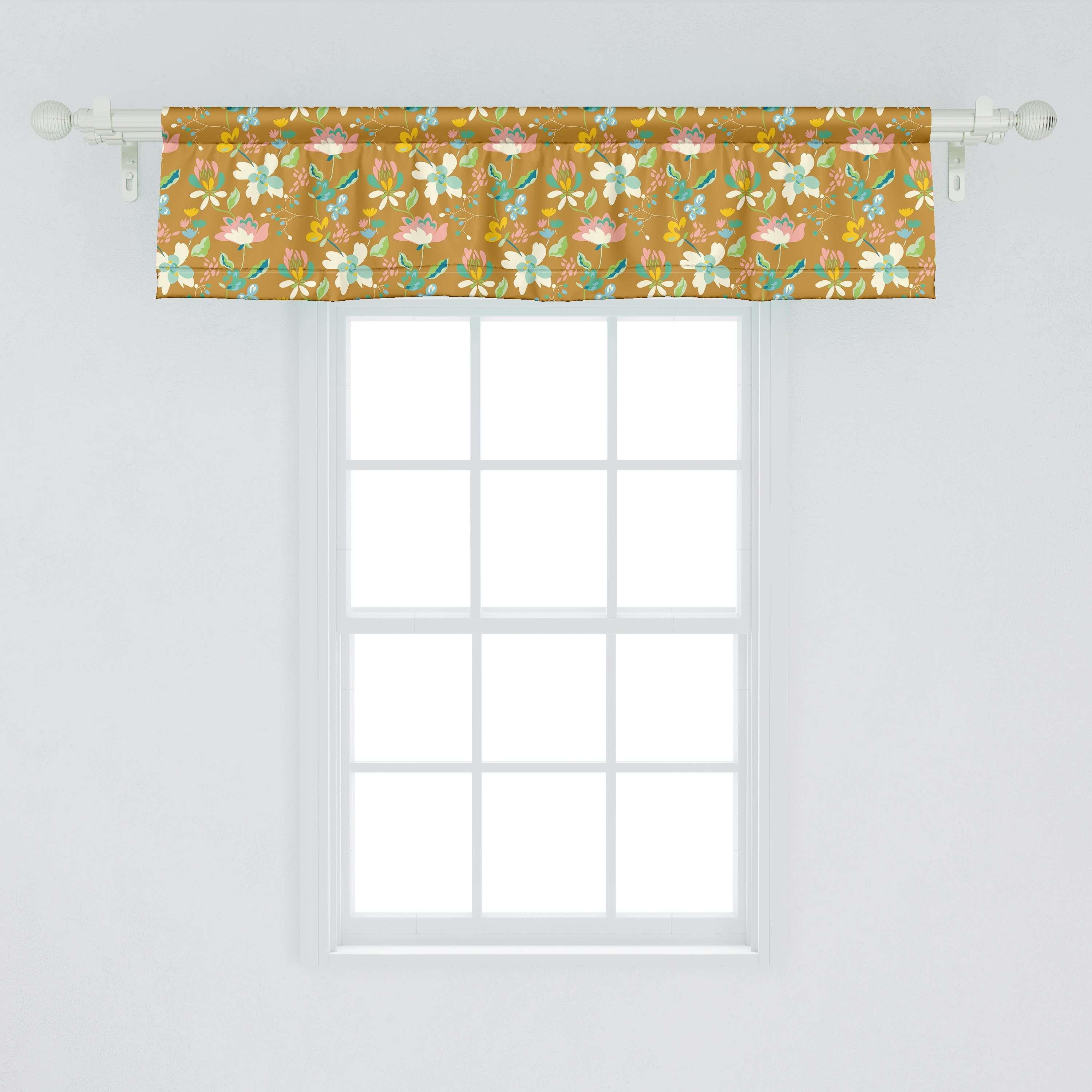 Volant Schlafzimmer Bio-Sommer-Blüten-Kunst Dekor Abakuhaus, Stangentasche, Vorhang für Küche Microfaser, mit Scheibengardine Blumen