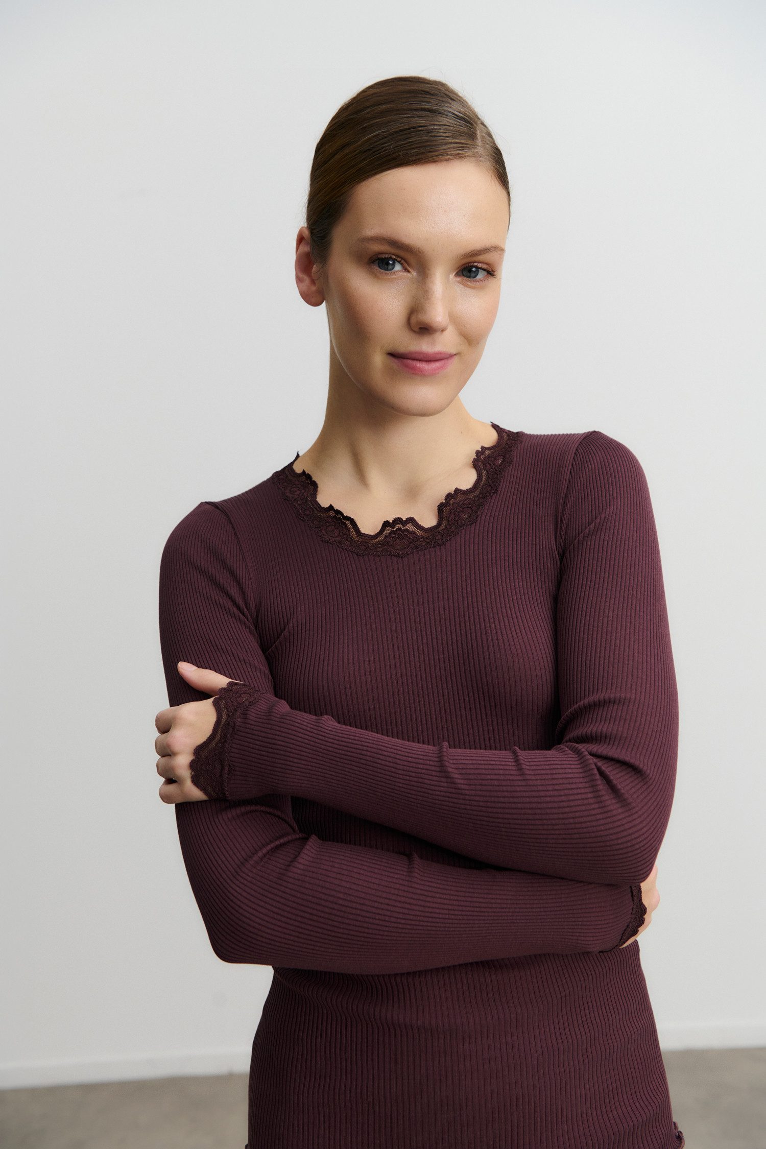 rosemunde Longsleeve Babette silk shirt mit Seide Langarm, mit Spitze, feminin, bequem, Seidenmix