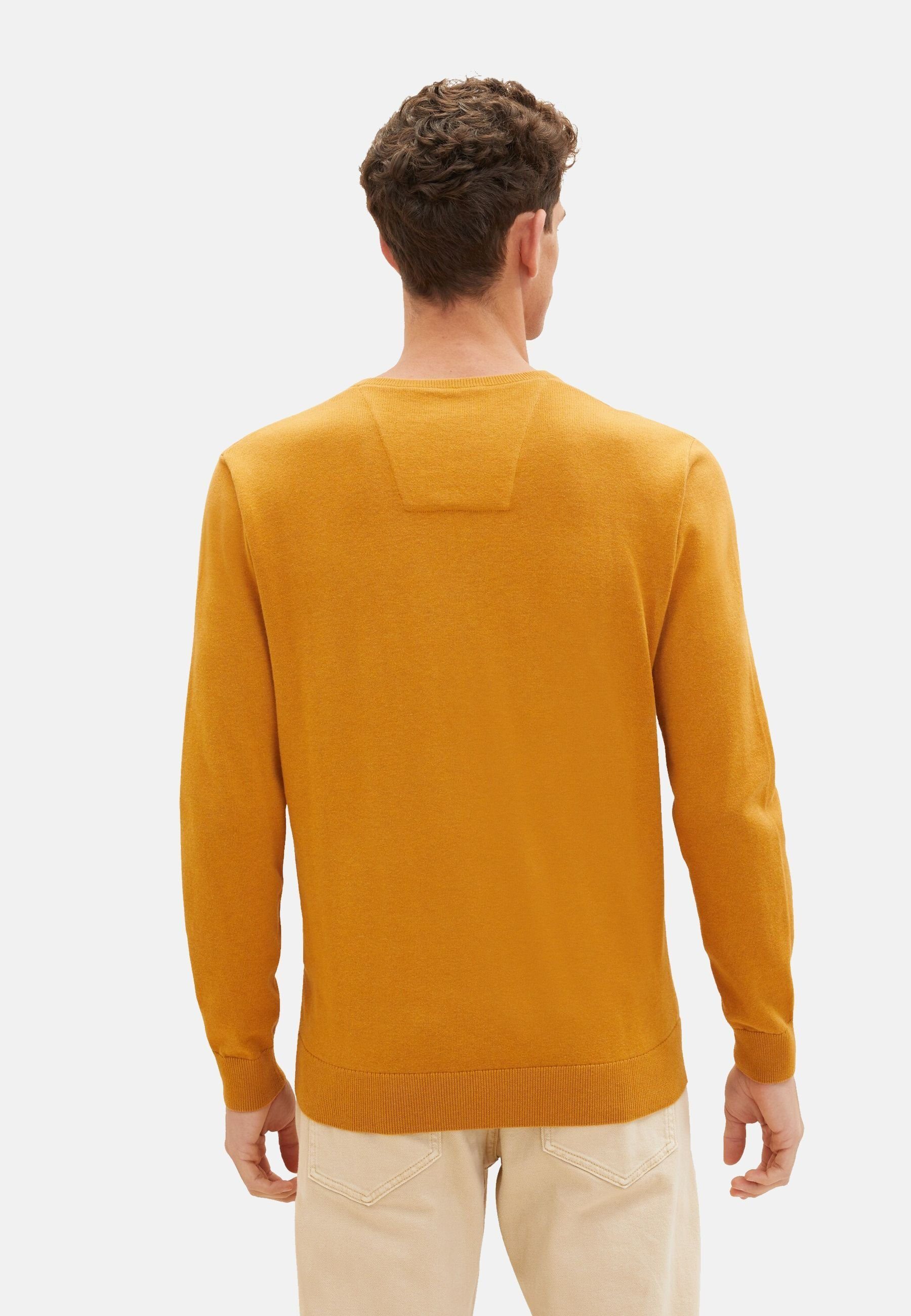 TOM TAILOR Sweatshirt Pullover mit meliert Sweatshirt (1-tlg) Rippbündchen orange