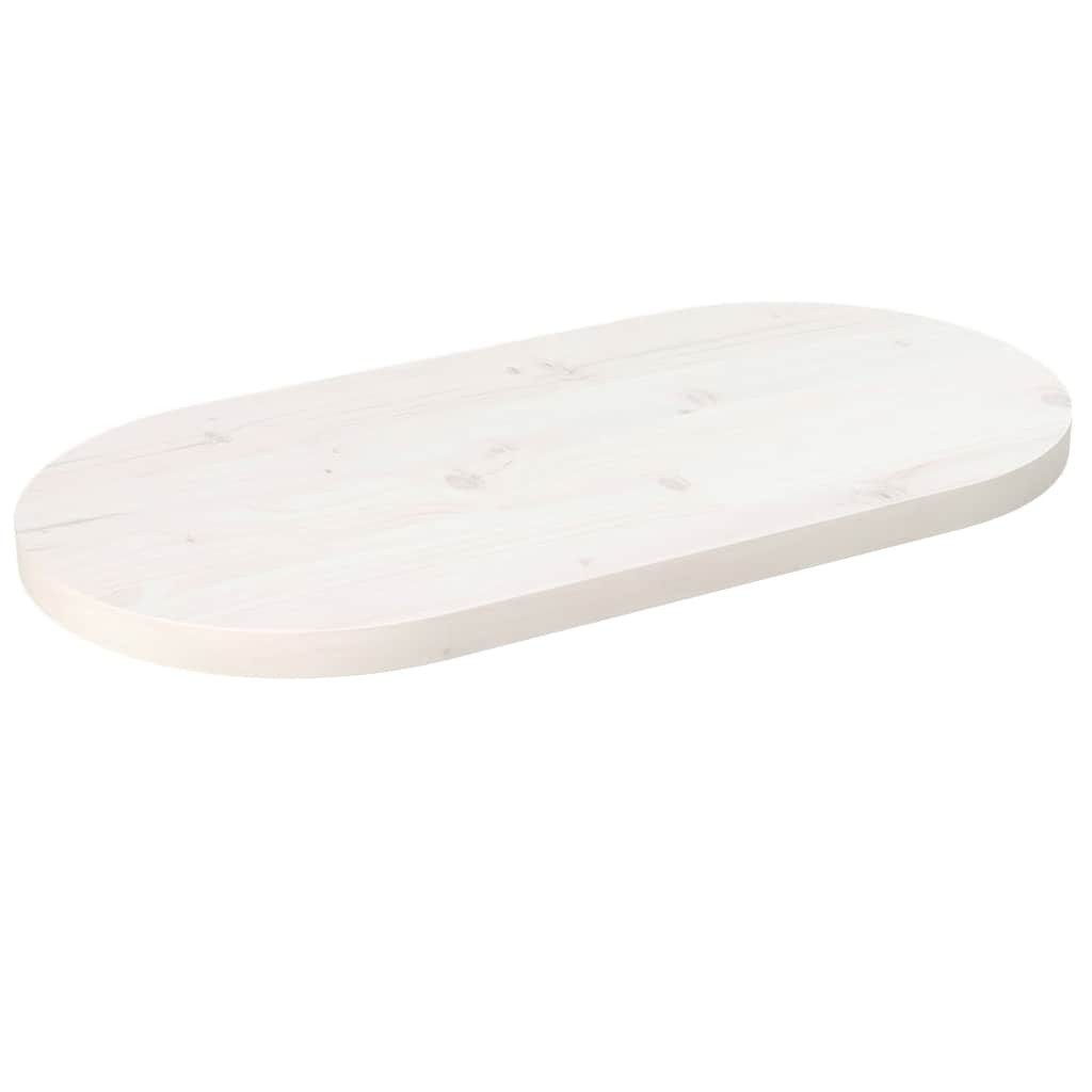vidaXL Tischplatte Tischplatte Weiß 60x30x2,5 cm Massivholz Kiefer Oval (1 St)