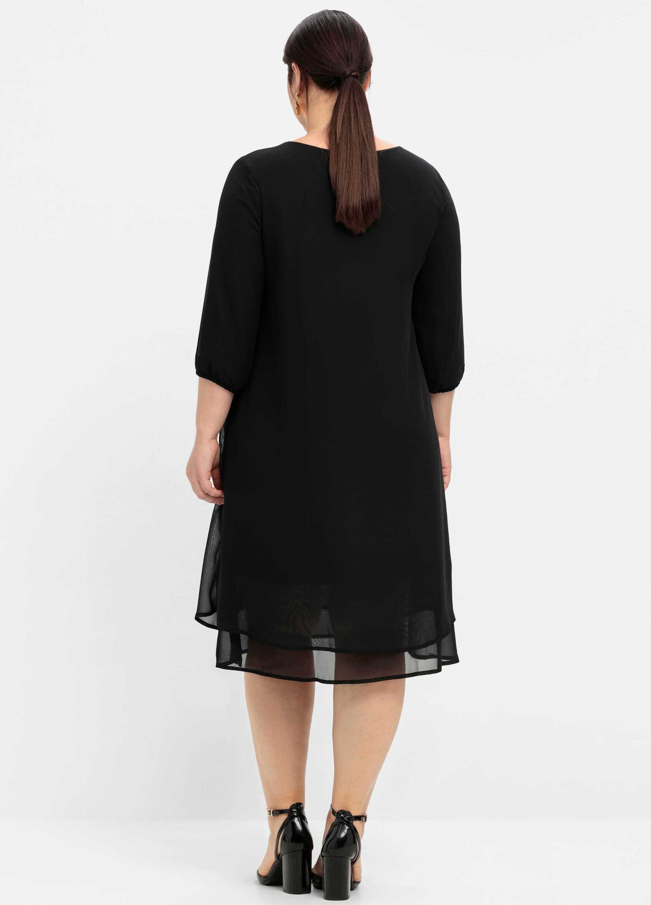 Sheego Etuikleid Chiffonkleid 3/4-Arm in Lagen-Optik günstig online kaufen