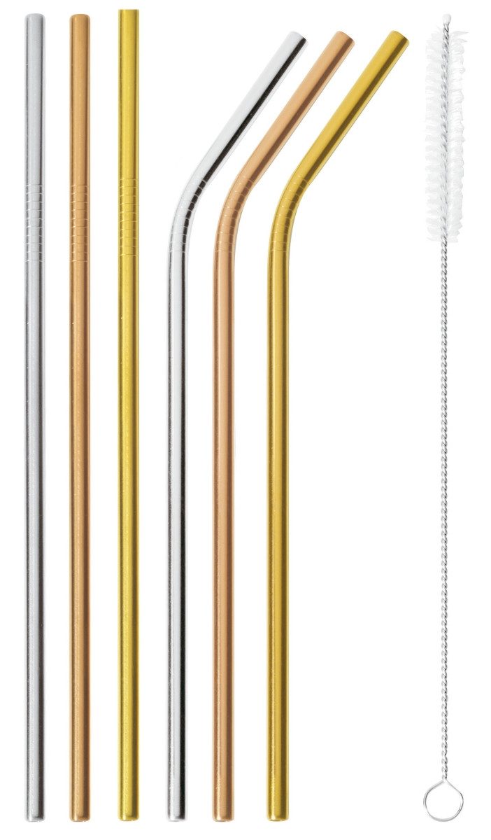 sambonet Trinkhalme Mix Play Edelst. PVD Kupfer/Gold Trinkhalme Set 6, Stohhalme