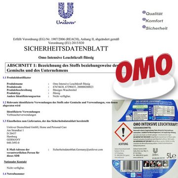 Unilever OMO XXXL 5 L Flüssig 100 WL Active Clean Vollwaschmittel Universal Vollwaschmittel (1-St. 5 L)
