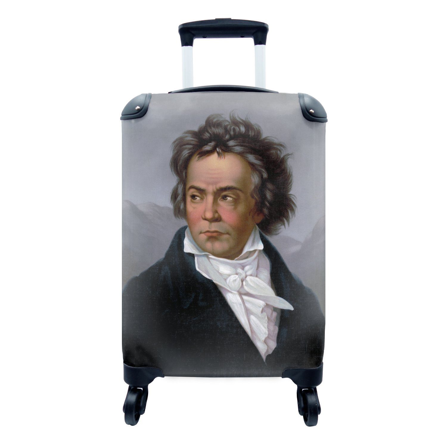 MuchoWow Handgepäckkoffer Vintage-Porträt von Beethoven, 4 Rollen, Reisetasche mit rollen, Handgepäck für Ferien, Trolley, Reisekoffer