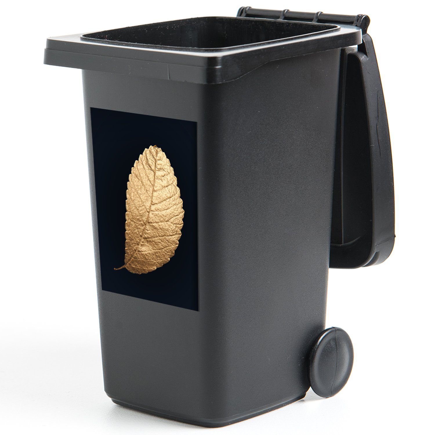- Gold Schwarz Abfalbehälter - (1 MuchoWow Baum St), Wandsticker Blatt und Container, Mülleimer-aufkleber, Sticker, Mülltonne,