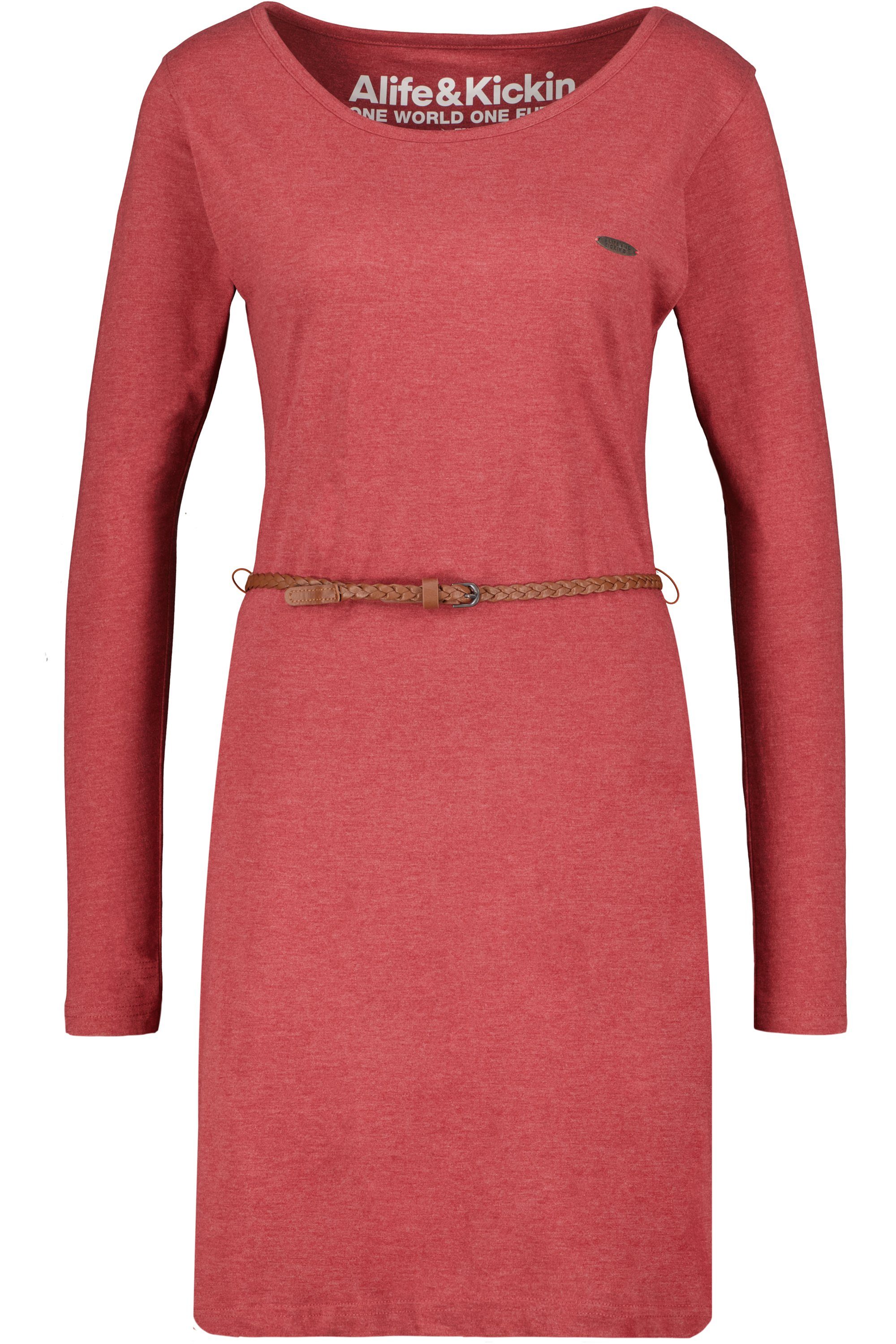 Alife & Longsleeve Sommerkleid, A melange EllinAK Kickin cranberry Dress Damen Blusenkleid Kleid