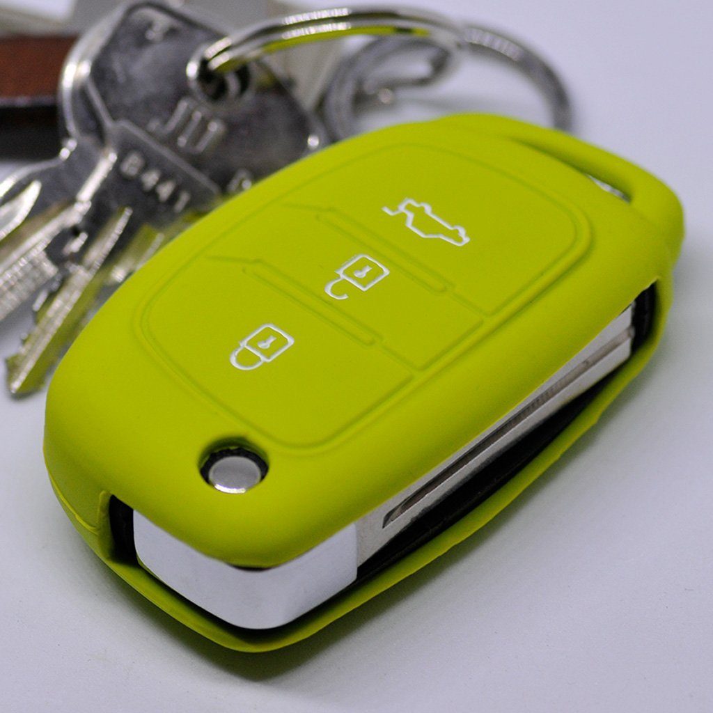 mt-key Schlüsseltasche Autoschlüssel ix25 Santa Hyundai Tucson Ioniq Apfelgrün, Accent Silikon Sonata Fe ix35 i10 für i40 Softcase Schutzhülle i20