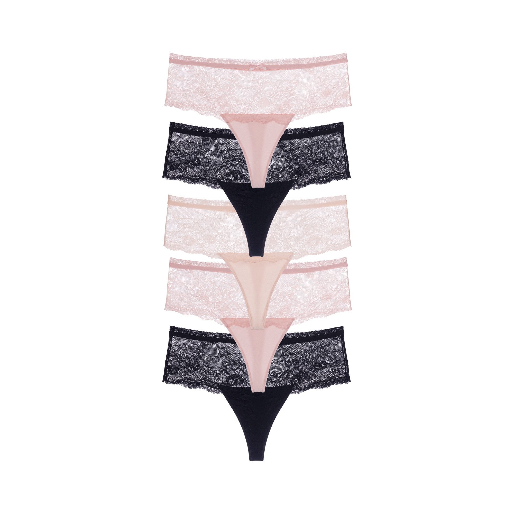 Dorina High-Waist-String Nina breiter Bund, leicht transparent, mit Spitze, weich, mit Schleife, eng