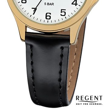 Regent Quarzuhr Regent Damen Uhr 2103484 Leder Quarz, (Analoguhr), Damen Armbanduhr rund, klein (ca. 29mm), Lederarmband