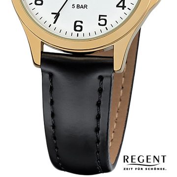 Regent Quarzuhr Regent Damen Uhr 2103484 Leder Quarz, Damen Armbanduhr rund, klein (ca. 29mm), Lederarmband