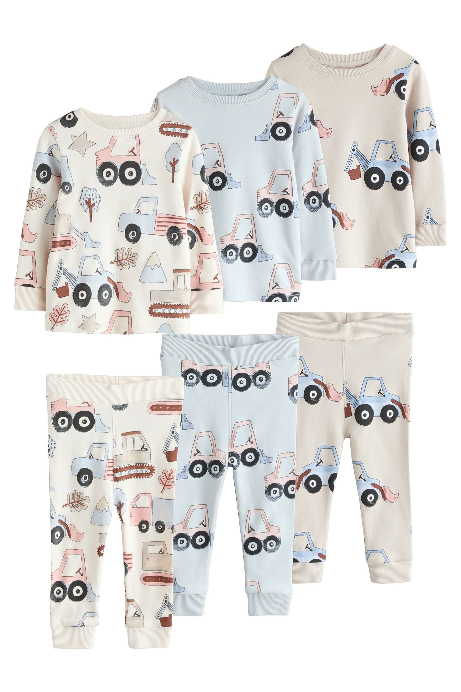 Next Pyjama Snuggle Schlafanzüge, 3er-Pack (6 tlg)