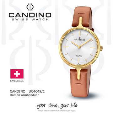 Candino Quarzuhr Candino Damen Quarzuhr Analog C4649/1, Damen Armbanduhr rund, Lederarmband braun, Fashion