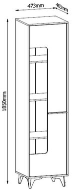 Feldmann-Wohnen Vitrine Vitrine Frida (W1D) shirin walnuss / schwarz #dv50 (1-St) 47cm shirin walnuss schwarz