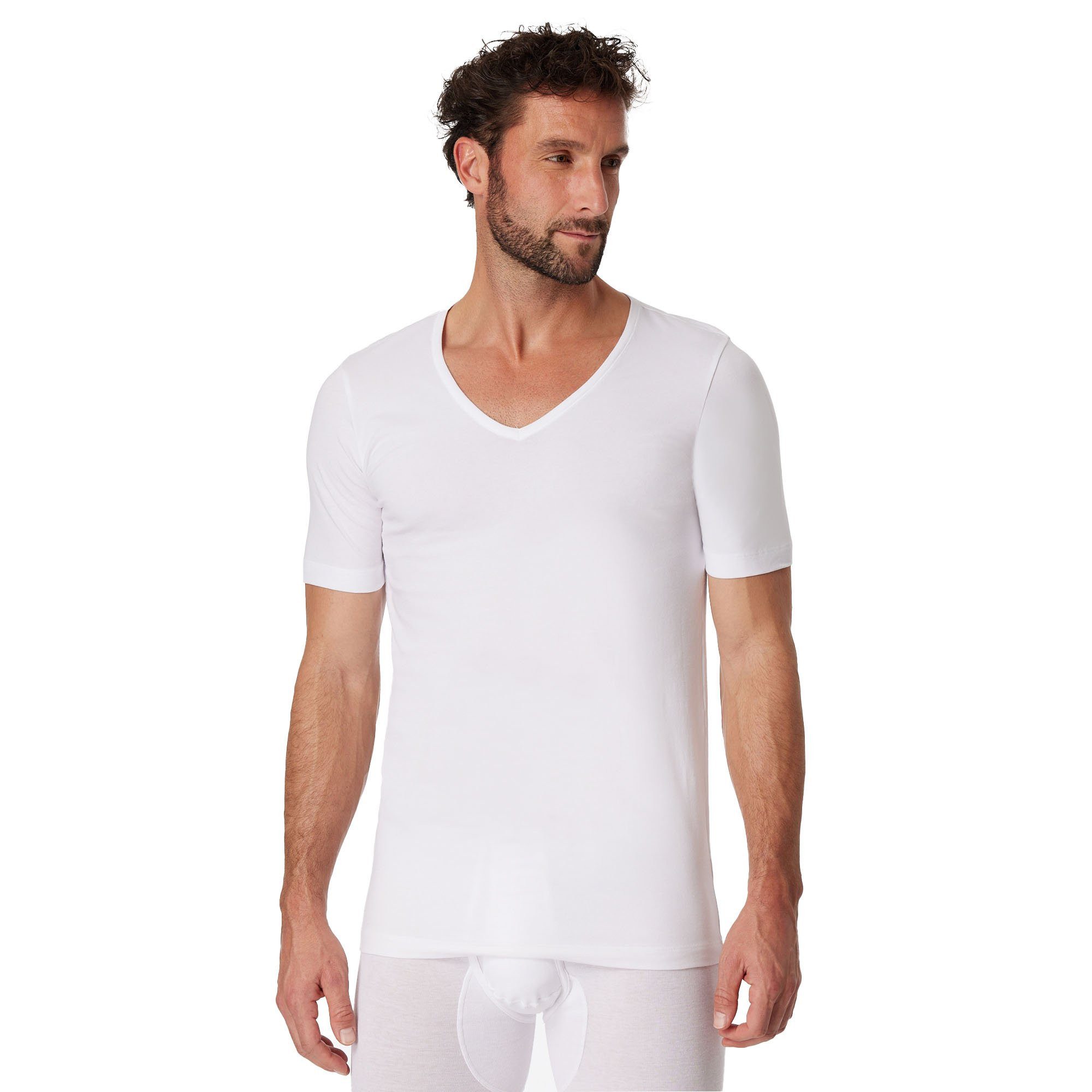 Schiesser T-Shirt Herren T-Shirt 4er Pack Baumwolle 2PACK T-shirt (Packung, 4er Pack)