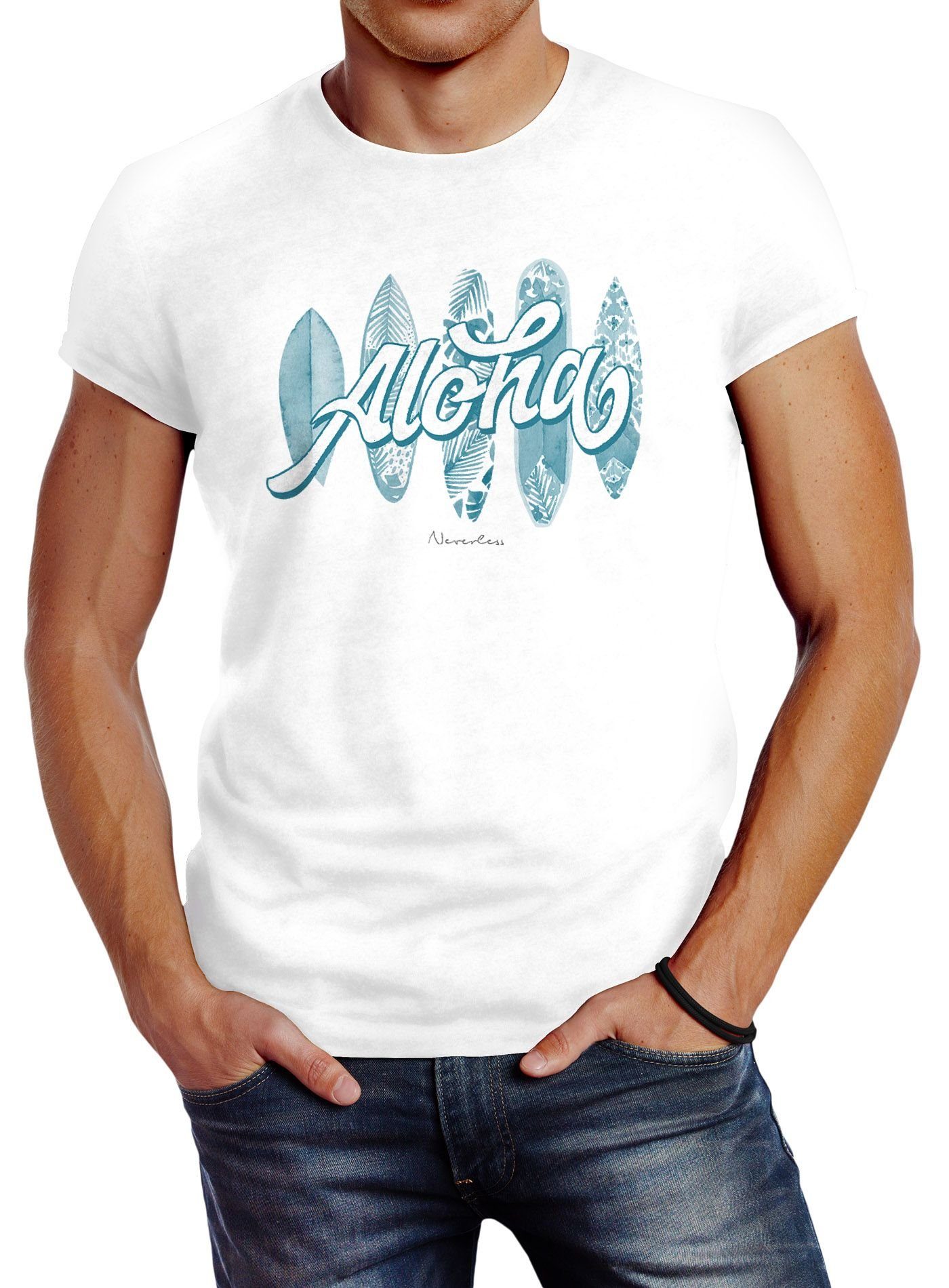 Neverless Print-Shirt Herren T-Shirt Aloha Surf günstig online kaufen