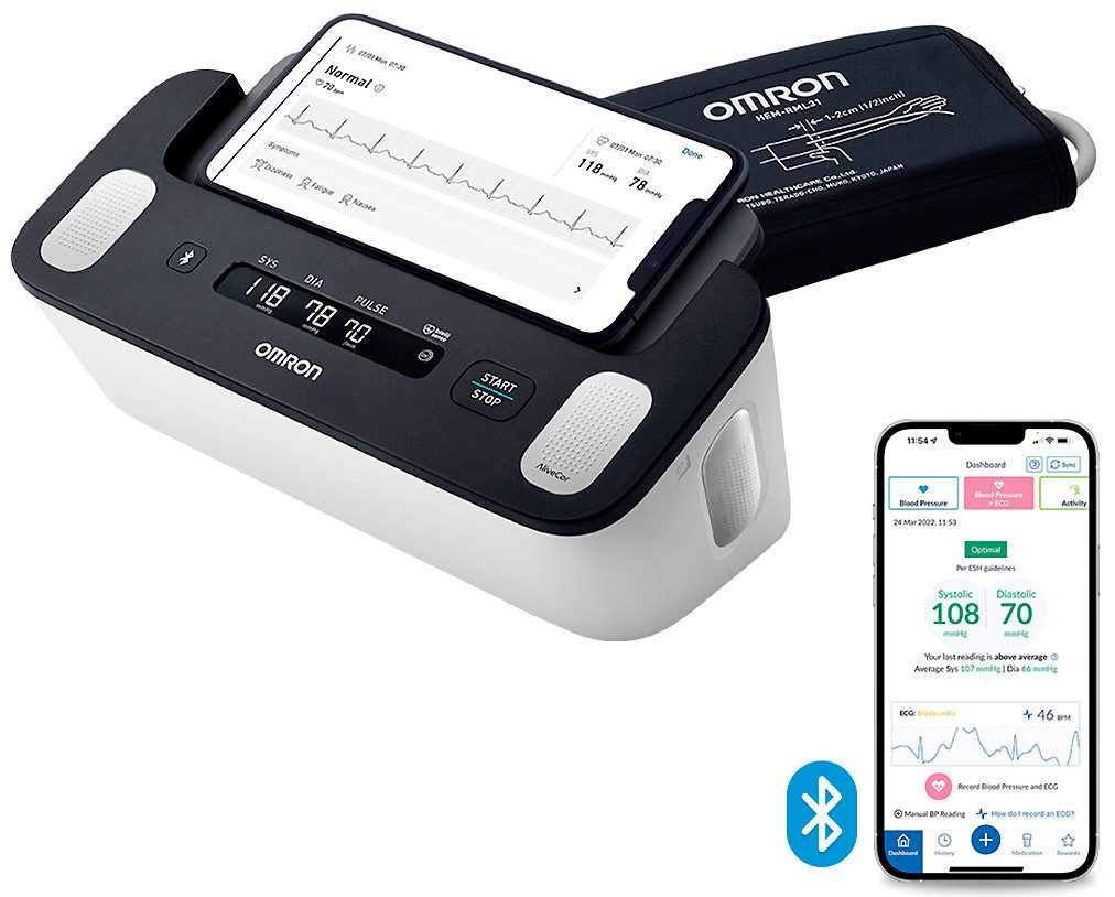 Omron Blutdruckmessgerät Complete smartes Blutdruck- & EKG-Messgerät, JETZT mit 1 Jahr OMRON connect Premium Abonnement GRATIS