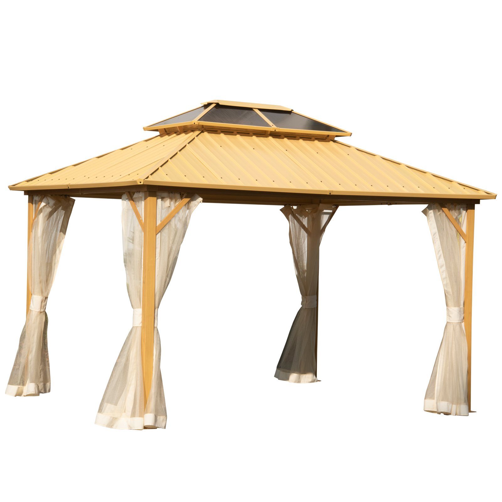 Outsunny Pavillon Pavillon mit Seitenwänden, Robuster Metallrahmen aus
