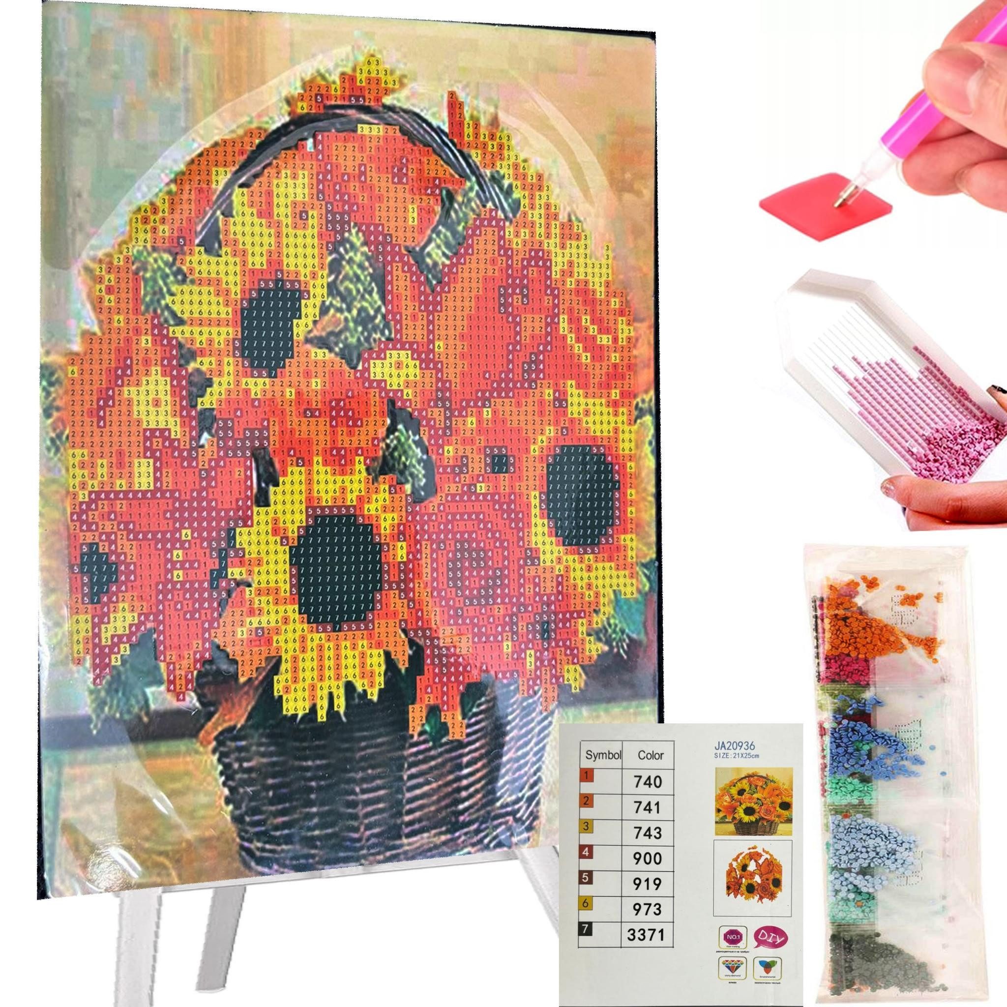 Malen nach Zahlen 5d Diamond Painting Staffelei Sonnenblume Malen nach Zahlen 21x25cm