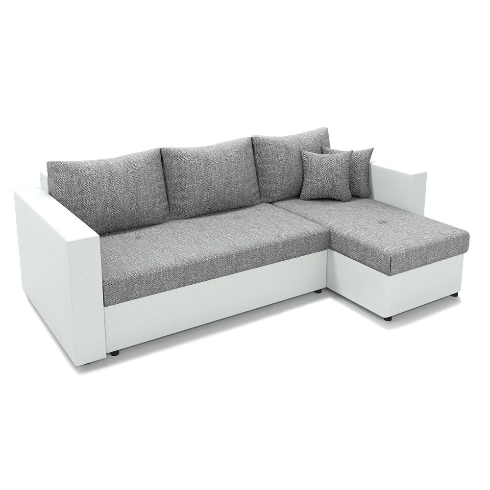 Vicco Ecksofa Sofa Couch Schlafsofa mit Schlaffunktion Grau/Grau, mit Bettfunktion