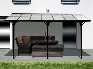 WESTMANN Terrassendach Bruce, BxT: 435x300 cm, Bedachung Doppelstegplatten, Rahmen aus pulverbeschichtetem Aluminium, schwarz