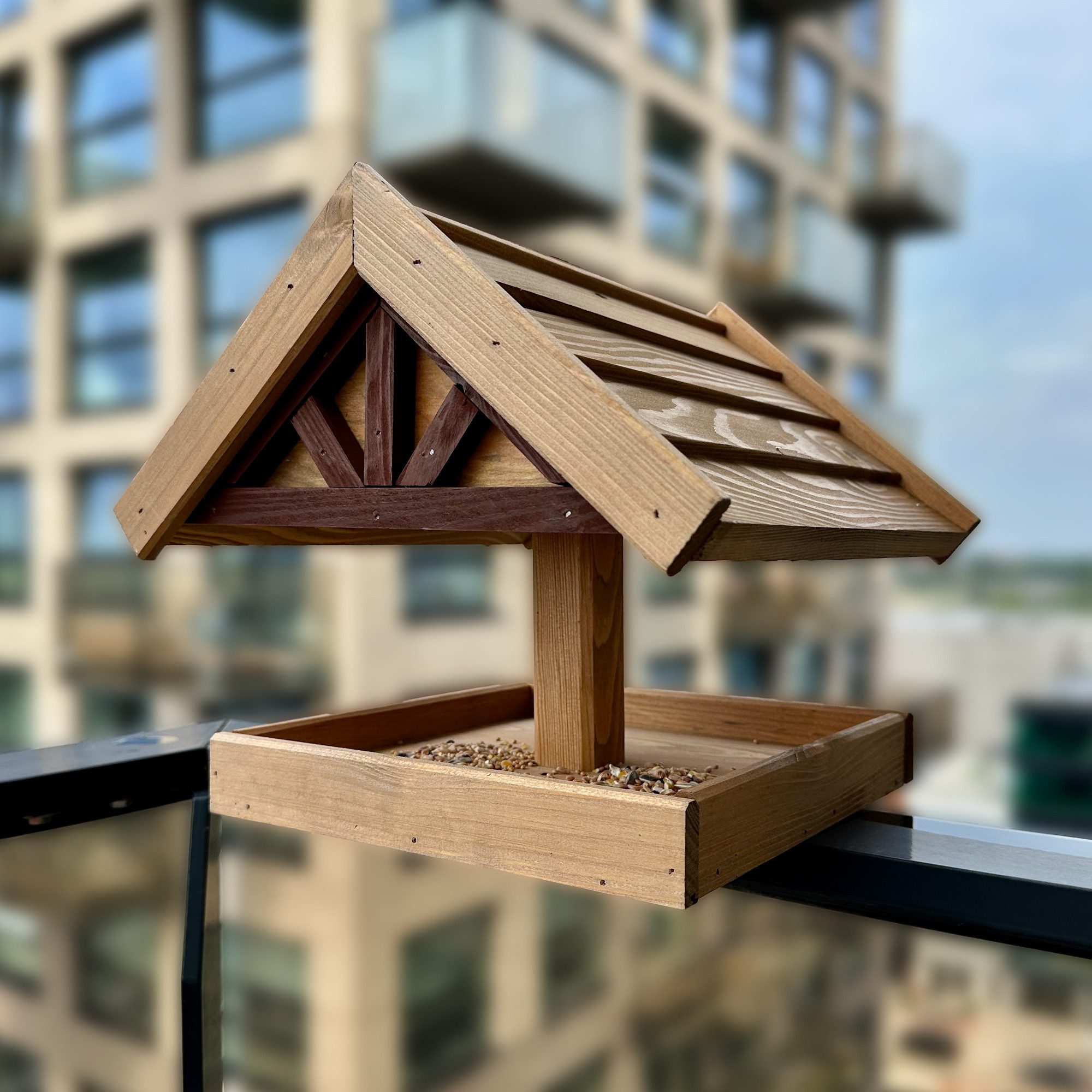 gartenetage Vogelhaus Balkon-Vogelfutterstelle, wetterfest, Handarbeit und einfache Installation