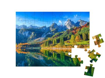 puzzleYOU Puzzle Herbstlandschaft am Dachsteingipfel und Gosausee, 48 Puzzleteile, puzzleYOU-Kollektionen Landschaft