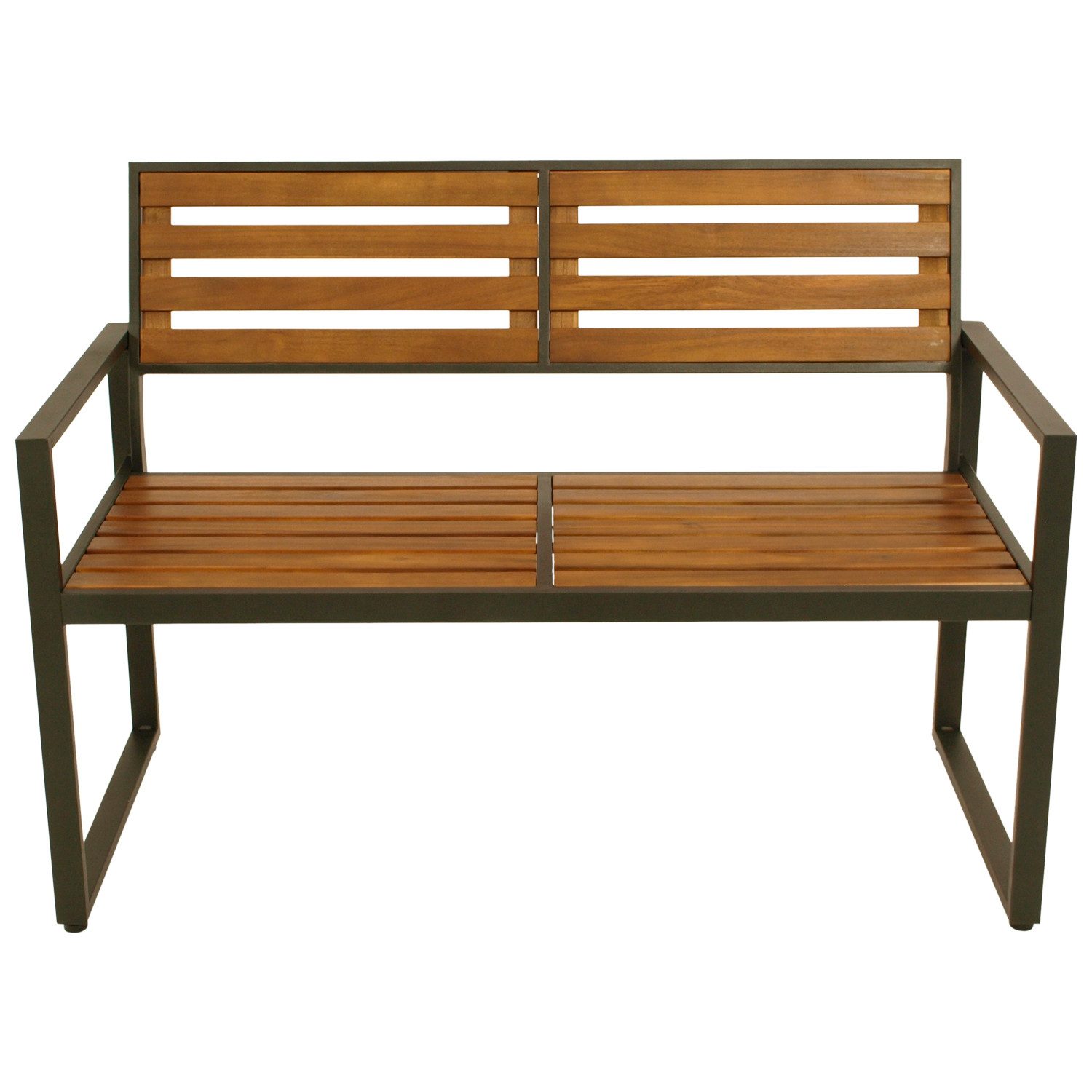 TPFGarden Gartenbank PRESTON (Holzbank - Outdoor Bank 2-Sitzer Gestell Stahl anthrazit, Sitzfläche und Rückenlehne Akazie), Hochwertige Bank mit den Maßen (BxHxT): 124 x 87.5 x 61.5 cm