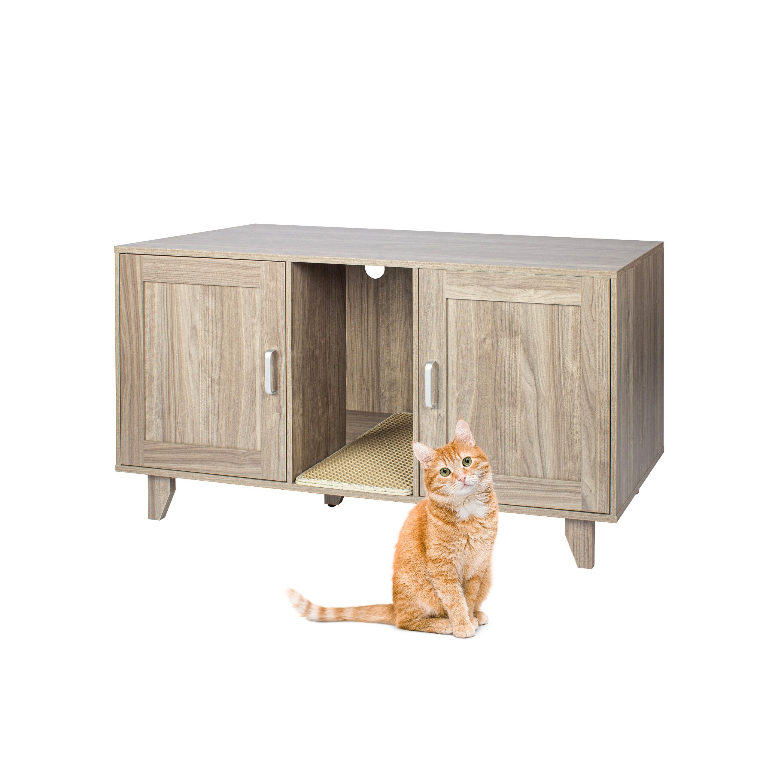 relaxdays Katzenhaus XXL Katzenschrank für Katzenklo, grau