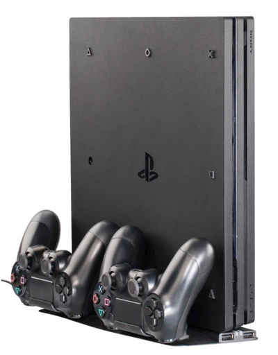 Hama »Hama Lade-Station Ständer Stand Docking Charger für Sony PS4 Slim Pro Controller Playstation 4 DualShock 4« Playstation-Halterung, (Set, 2-tlg., 2-Teilig, mit LED-Beleuchtung, Rutschfest)