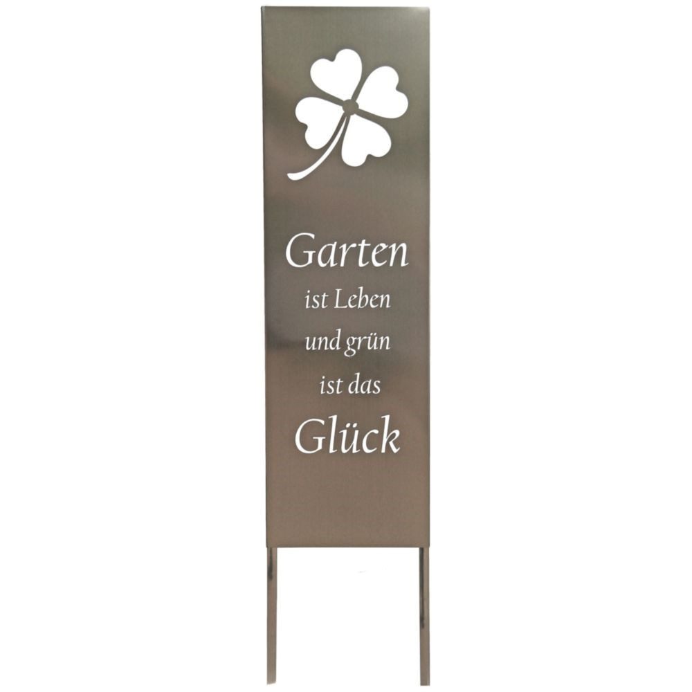 Garden Pleasure Gartenstecker Gartenschild KLEE aus Edelstahl