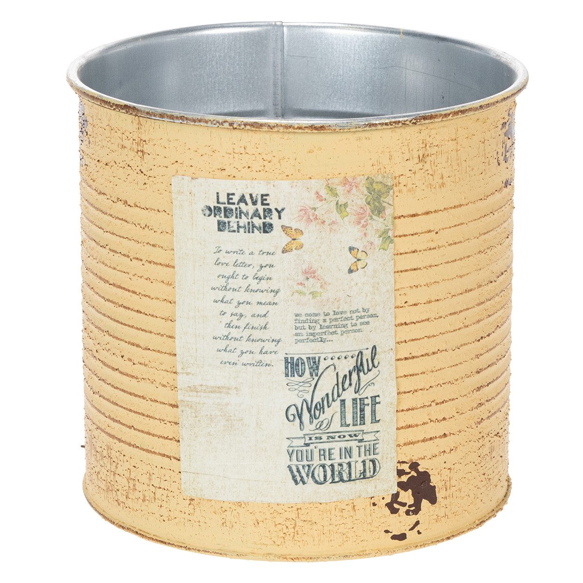 Viana Übertopf Deko-Vintage-Pflanzgefäß mit Shabby-Chic-Design aus Metall