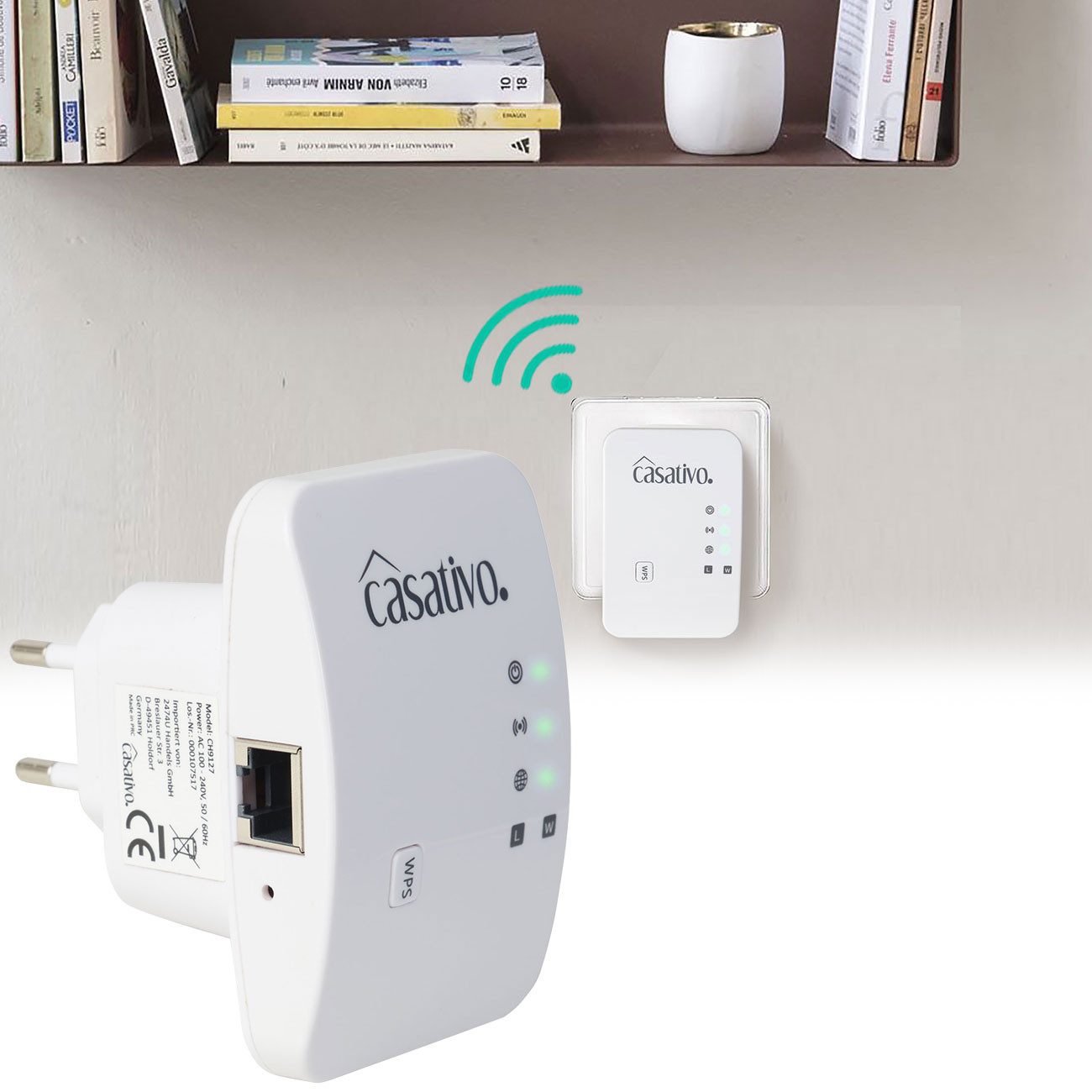 Casativo 300 Mbit/s mit WPS-Funktion-WiFi-Verstärker WLAN-Repeater, 2,4 GHz – Einfache Einrichtung