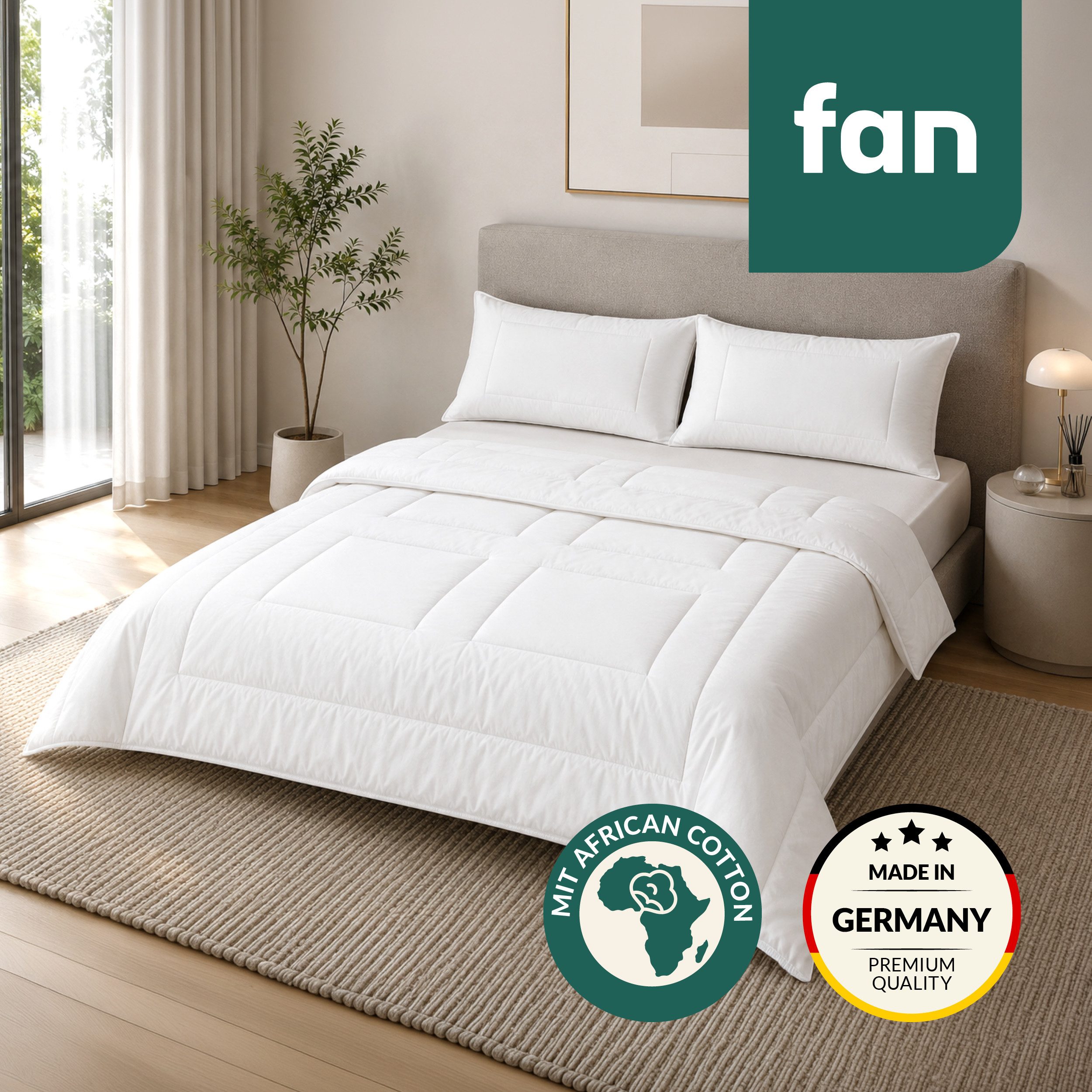 fan Naturfaserbettdecke African Cotton, 135x200 cm und weitere Größen, Füllung: 100% Lyocell (TENCEL), Bezug: 100% Baumwolle, Bettdecke für Winter oder Sommer. Hergestellt in Deutschland