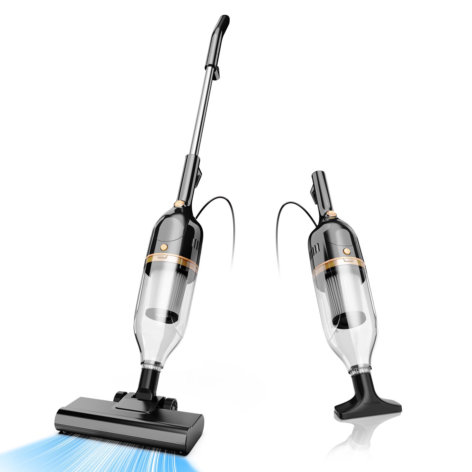 INSE Bodenstaubsauger Kabelgebundener Stabstaubsauger,5 Meter Stromkabel,2 in 1 model, 600 W, beutellos, Leichtgewicht,kabelgebunden,600W Hochleistungsmotor
