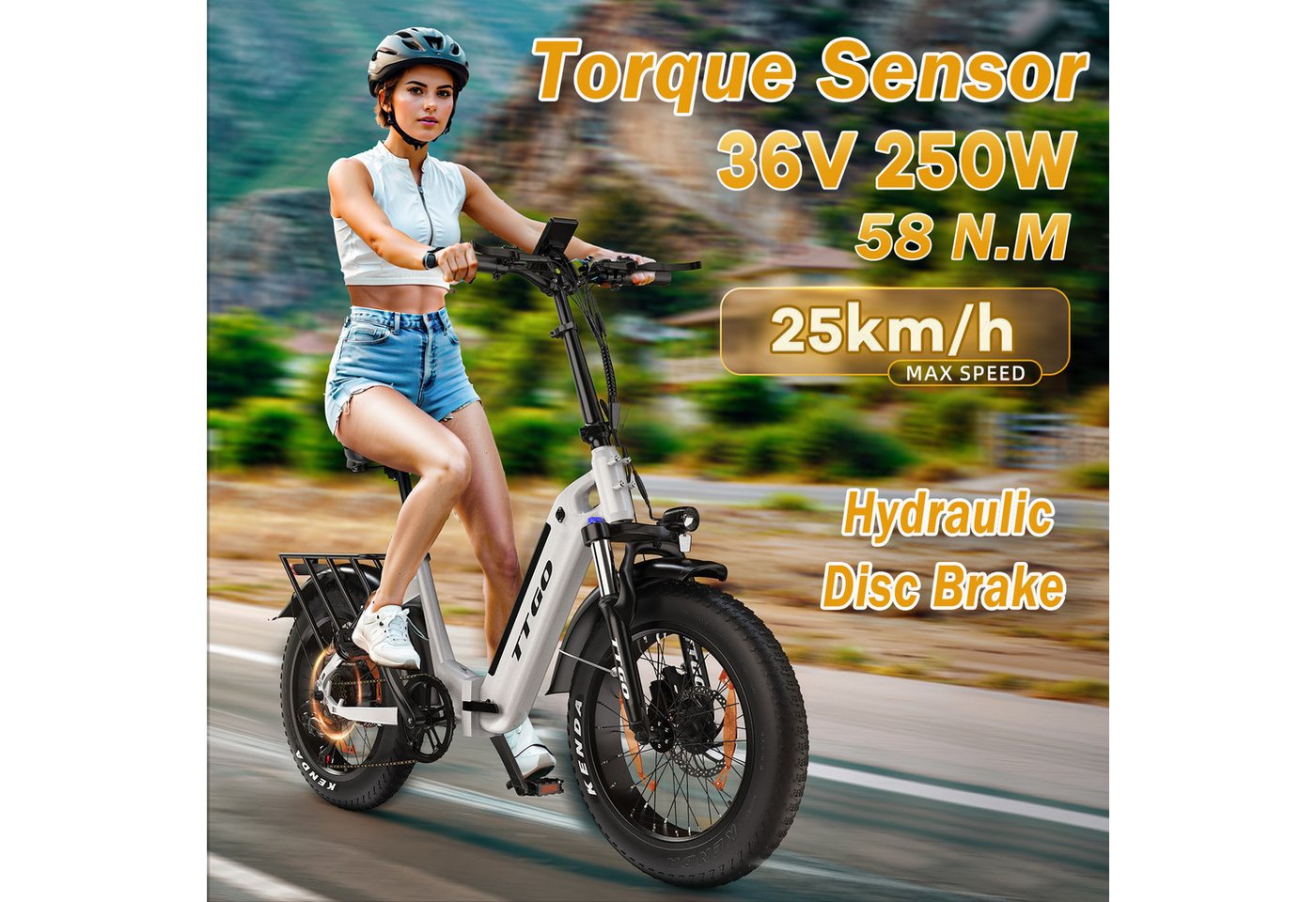 Thumbnail - ombar E-Bike Klapprad E-Bike F6 20x4 Zoll Fatbike für Schnee, klapprad 36V 25Ah, 7 Gang Shimano, Kettenschaltung, Heckmo...