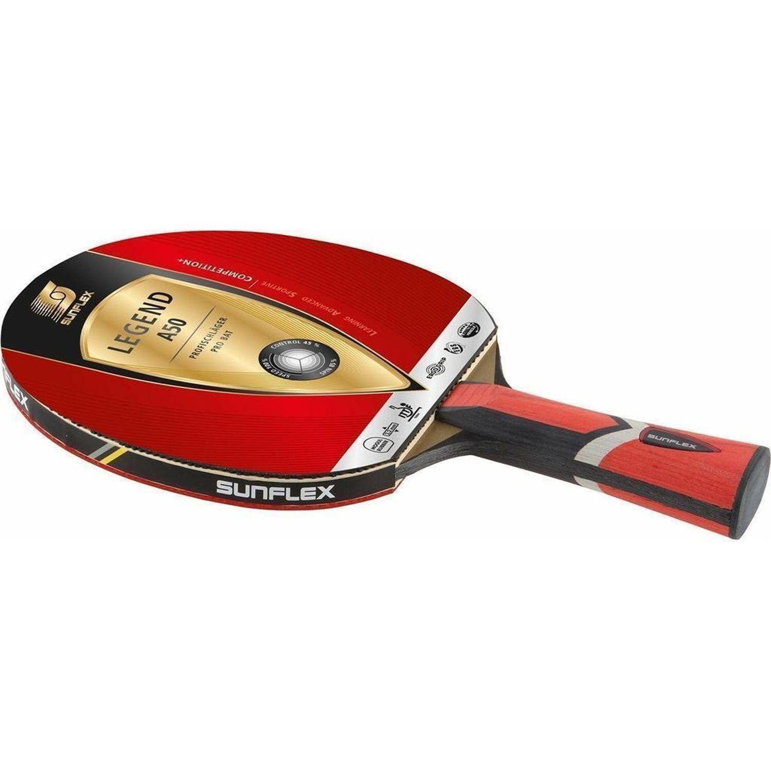 Sunflex Tischtennisschläger Legend A50 + 3x SX+ Bälle, Tischtennis Schläger Set Tischtennisset Table Tennis Bat Racket