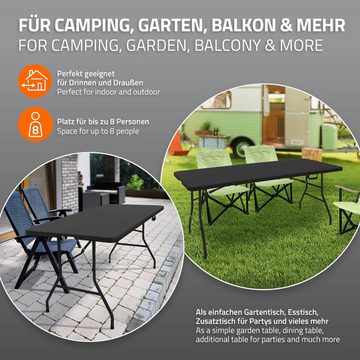 ML-DESIGN Campingtisch Buffettisch Partytisch Koffertisch Flohmarkttisch, Schwarz 180x74cm Kunststoff Klapptisch Tragegriff Falttisch