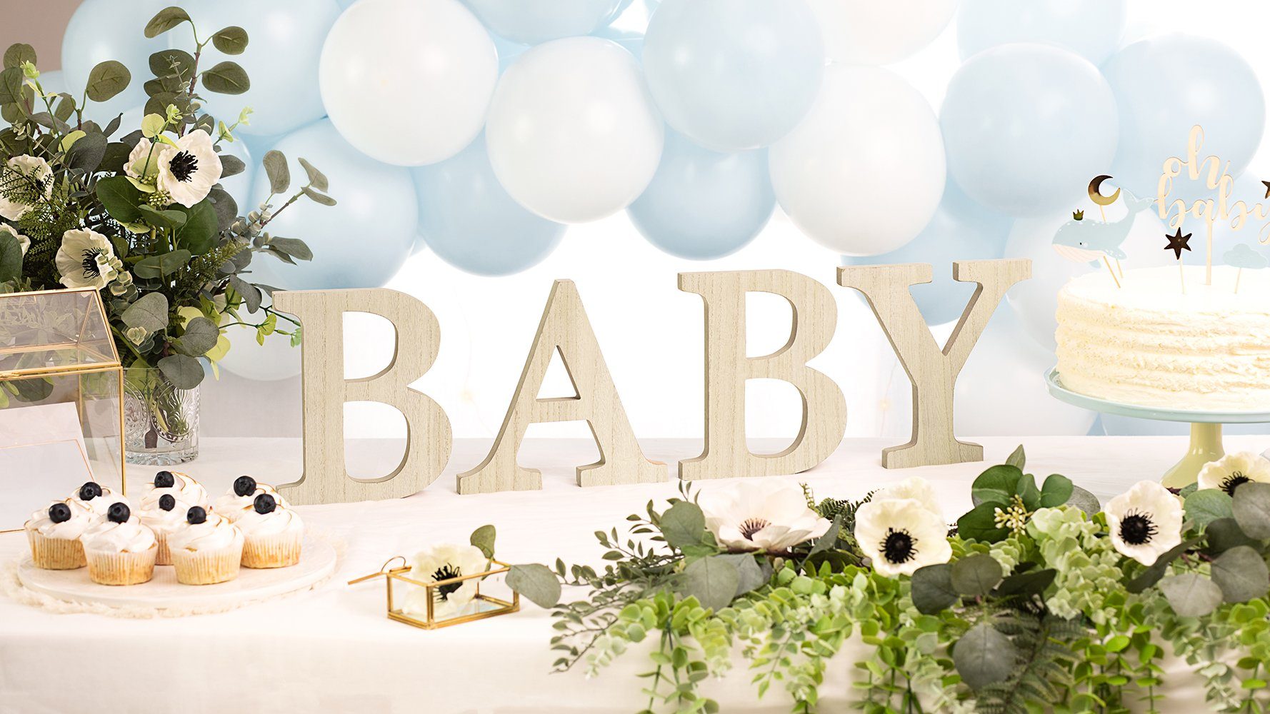 partydeco Deko-Schriftzug, Tischaufsteller BABY Holz Holzbuchstaben günstig online kaufen