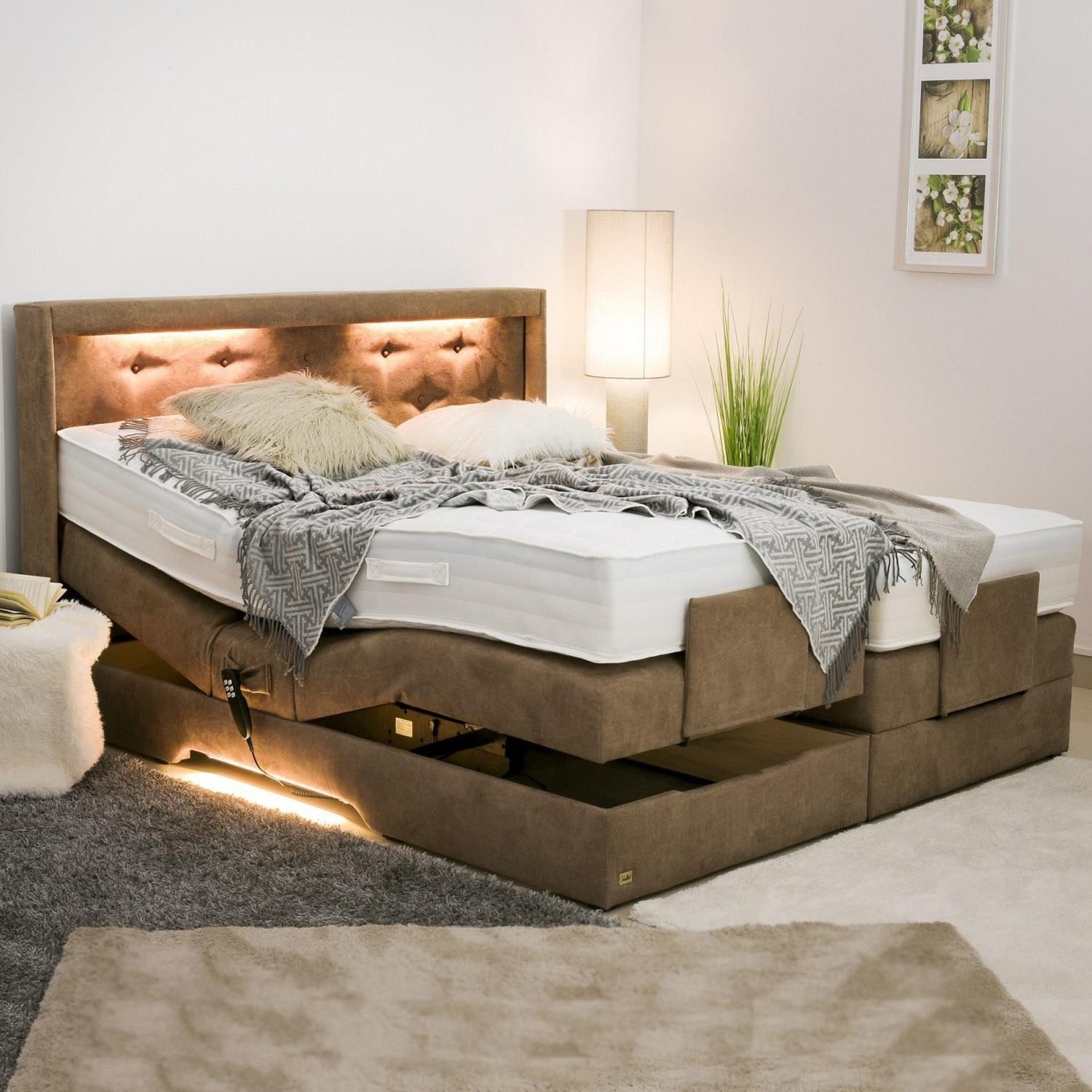 PAARA Boxspringbett Paris elektrisch verstellbar mit Motor LED alles, mit einzigartigem Belüftungssystem