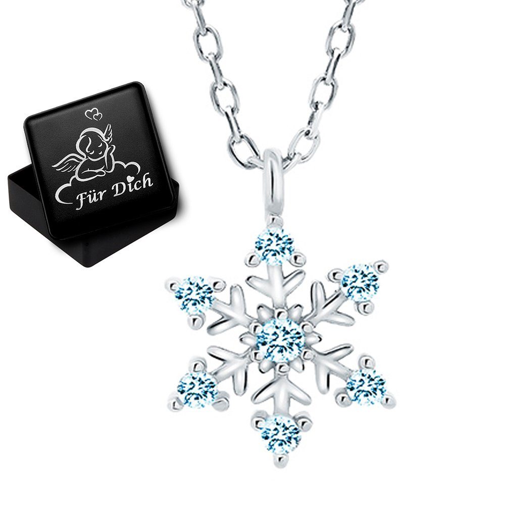 Limana Kette mit Anhänger 925 echt Sterling Silber Stern Schneeflocke Frauenkette Kinderkette (inkl. Geschenkdose mit Engel Gravur), Geschenk für Kinder Mädchen Frauen Damen Ehefrau Freundin Mutter
