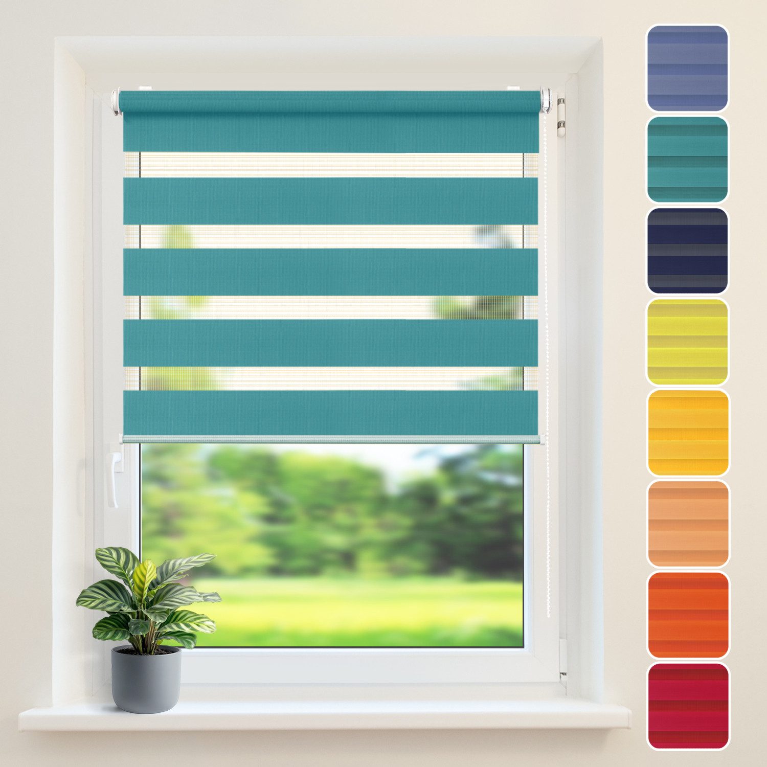 Doppelrollo Duo-Rollo Klemm Fix, Fenster-Rollo Ohne Bohren, DomDeco, Klemmfix, Klemmbar, Kettenzug, ohne Bohren, Sicht- und Blendschutz