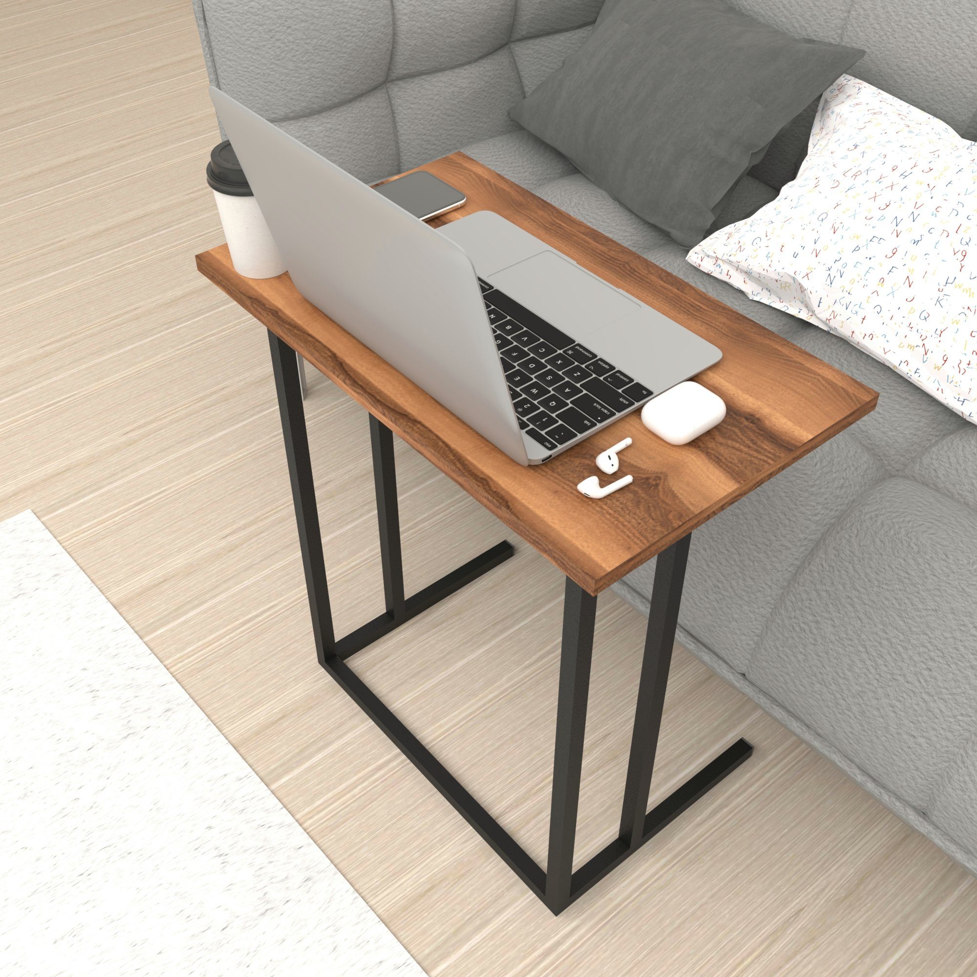 en.casa Laptoptisch, »Högsby« Beistelltisch C-Form 65,5x60x35,5 günstig online kaufen