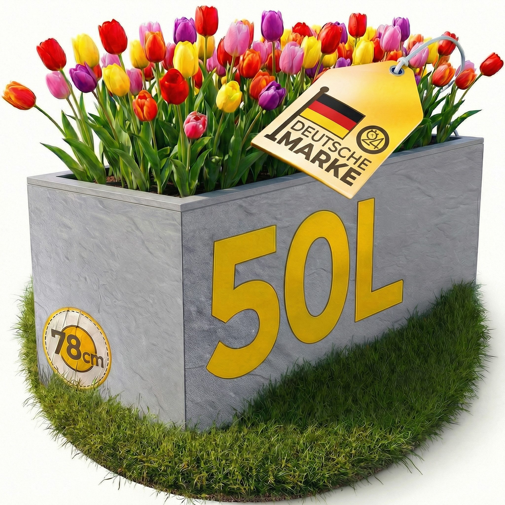 ONDIS24 Pflanzkübel Ondis24 Blumenkübel Vulkano, 50L Blumenkasten (1 St), mit cleverem Wasserspeicher am Boden