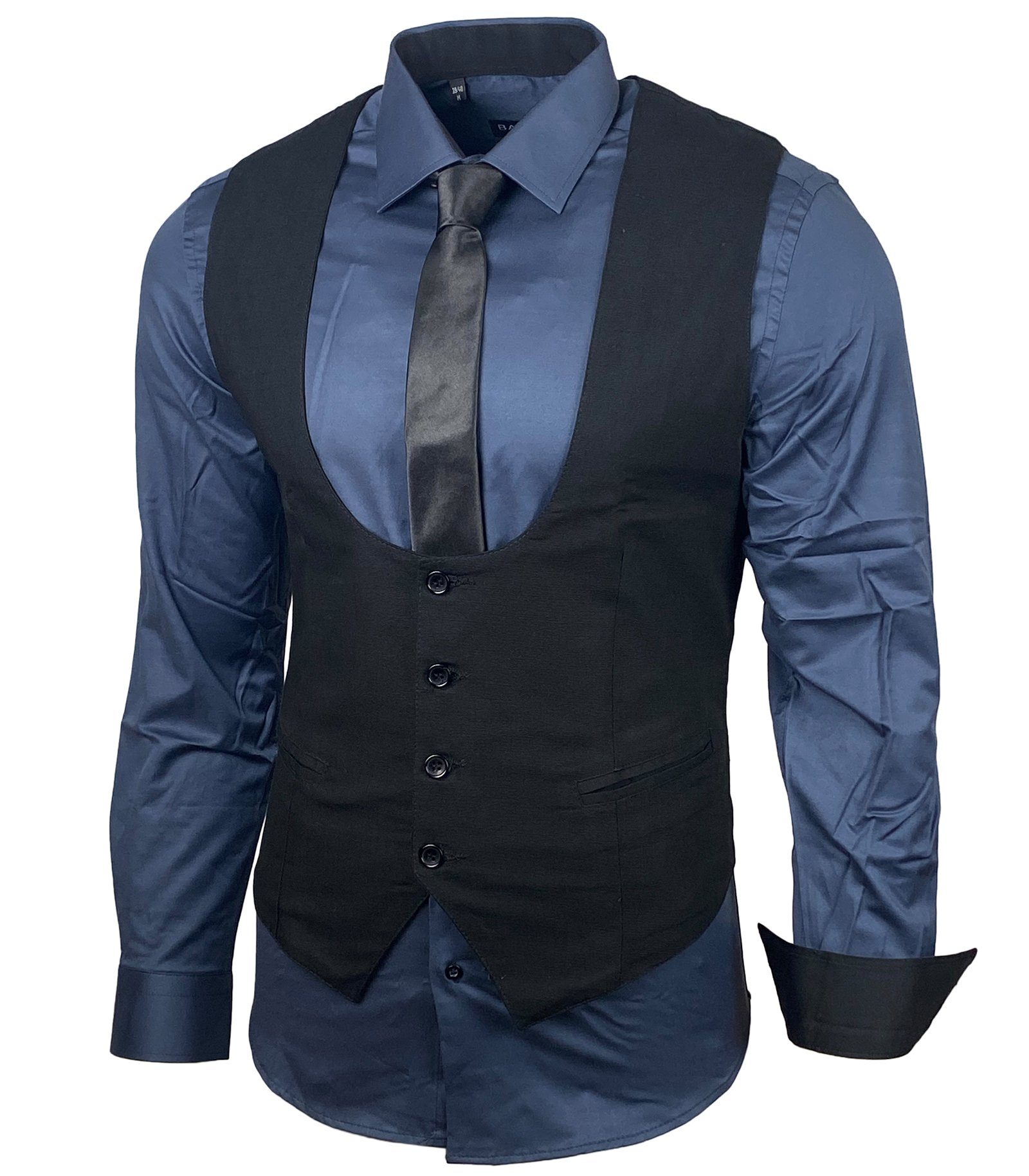 Baxboy Langarmhemd Baxboy Hemd/Weste/Krawatte Set Business Herrenanzug-Set HWKR B-101
